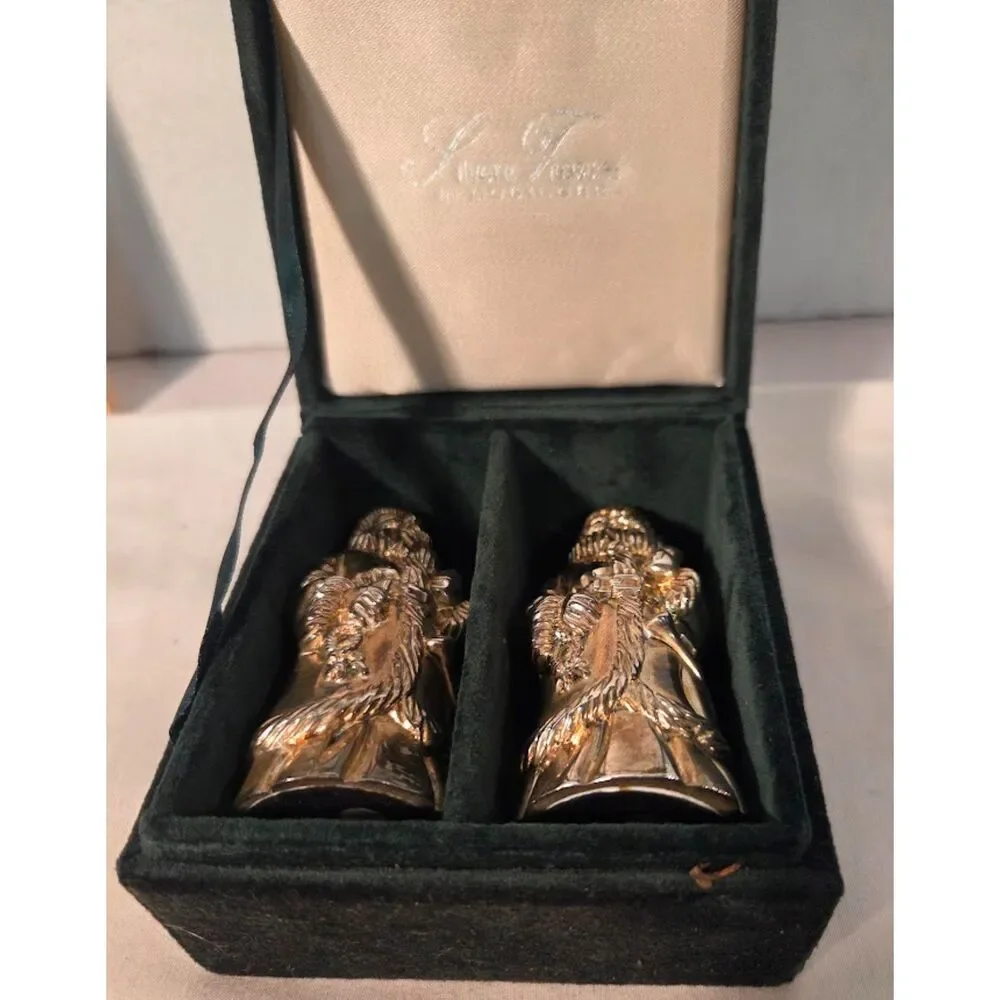 Godinger Silver Santa Bells Set Vintage Christmas Decor w Original Box